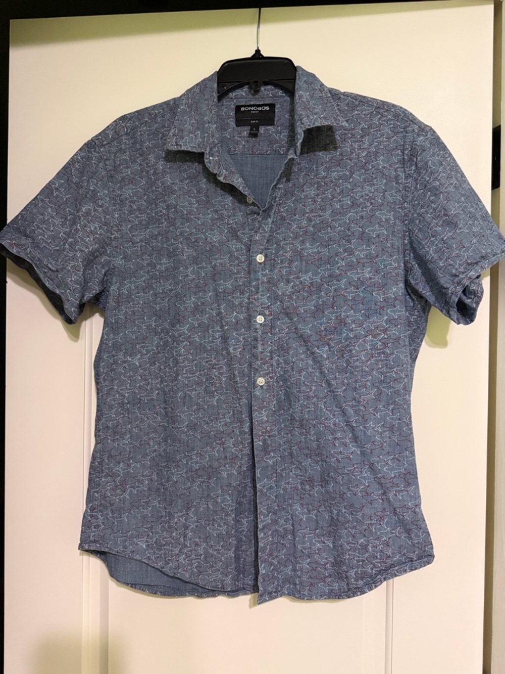 Bonobos Blue Short-Sleeve Printed Button-Down Shirt